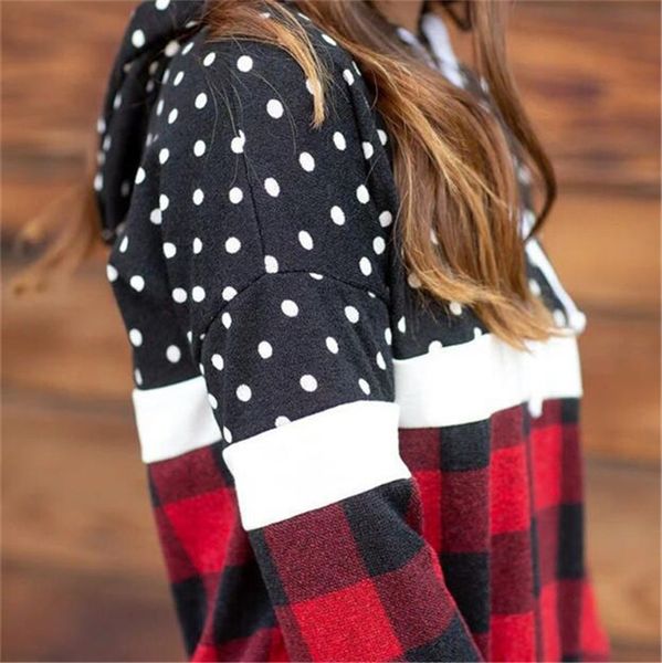 

womens buffalo plaid hoodies dots fashion hooded pullovers trendy red &black plaids sweatshirt outfit tracksuit sweatsuit ly10294, White