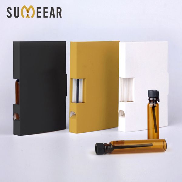 

100pcs/lot 1ml 2ml paper card packaging refillable perfume dropper brown scented test tube bottle 201014