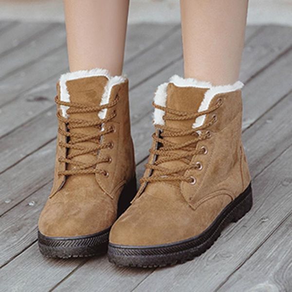 

new autumn winter shoes women flat heel boots fashion keep warm women's boots plus velvet snow ankle, Black