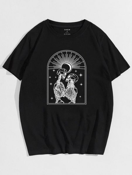 

men skeleton print tee f9l5#, White;black