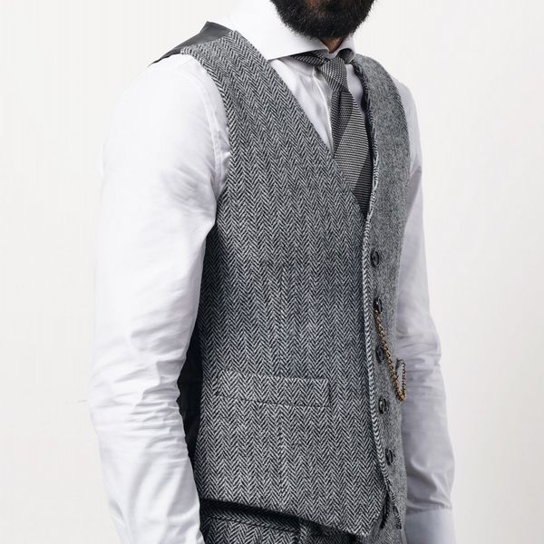 

2021 classic brown groom vests wool groomsmen vest slim fit mens dress business suit vest short dinner party wedding attire waistcoat dress, Black