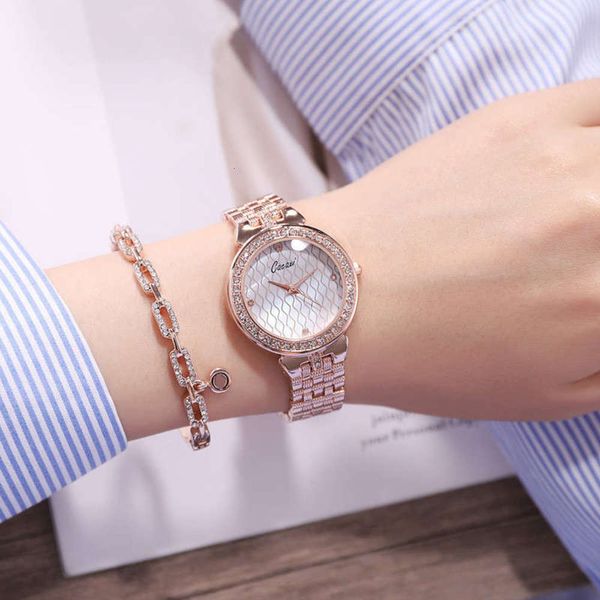 

bracelet selling fashion water diamond watches wristwatch quartz watch inlaid with rose gold waterproof steel belt for women's c010, Slivery;brown