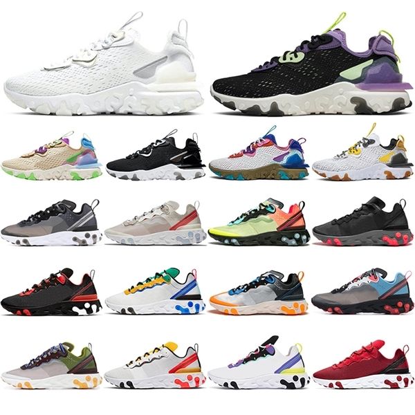 

2021 running shoes for men women react 87 element 55 vision lemon venom black iridescent vast grey mens trainers sports sneakers fashion