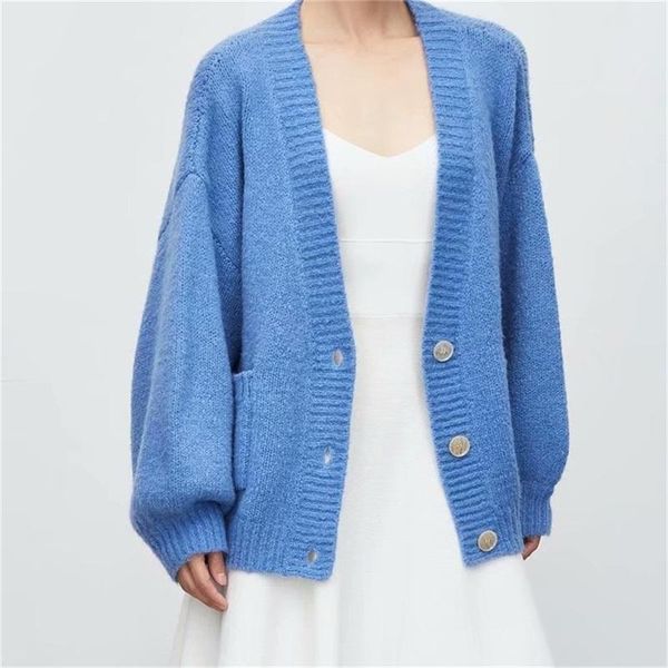 

traf women 2021 fashion buttons cropped knitted cardigan sweaters vintage long sleeve female outerwear streetwear, White