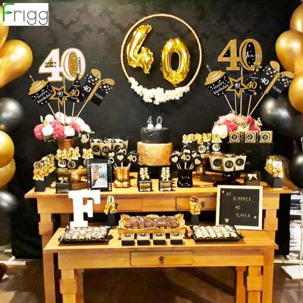 

frigg black gold birthday party decor number balloons happy 30 40 50 years anniversary wedding decoration