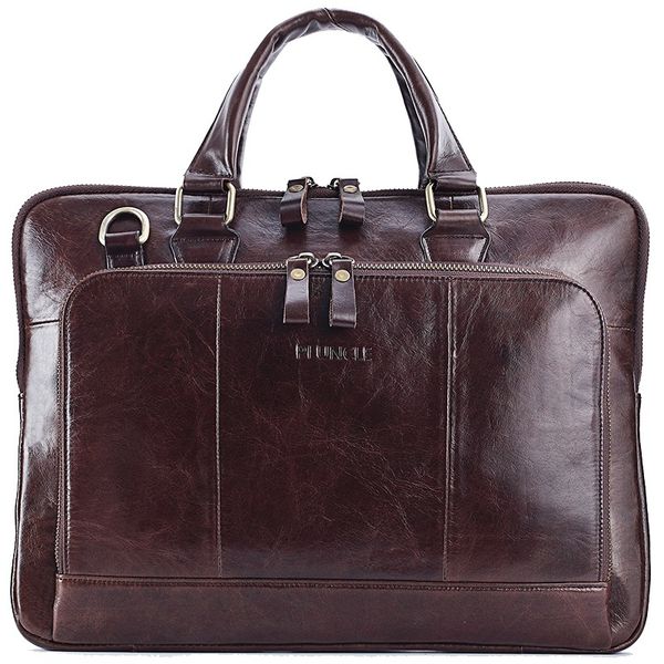 

pi uncle leather briefcase men's business shoulder handbag casual thin 14-inch computer crossbody bag