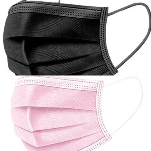

unisexpink dhl ups white disposable black face masks 3-layer protection mask with earloop mouth face sanitary outdoor masks
