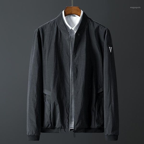 

new arrival autumn men's jackets solid color fashion coats male casual slim stand collar thin jacket men overcoat 4xl1, Black;brown