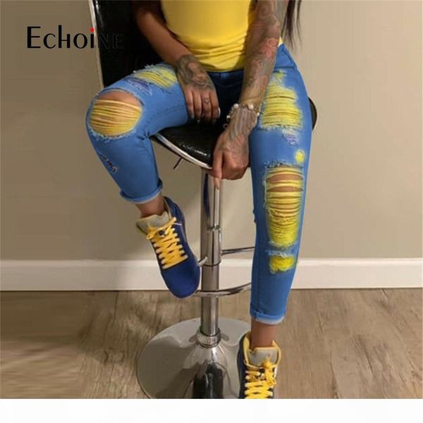 

echoine summer ripped for women clothes high waisted plus size vintage distressed jeans pants denim trousers cx200821
