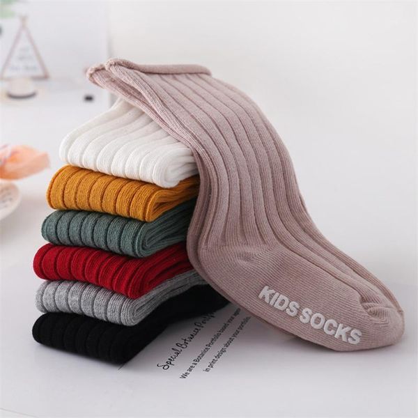 

socks christmas baby boys solid color stripe kids knee high cotton infant sports anti-slip floor for baby1, Pink;yellow