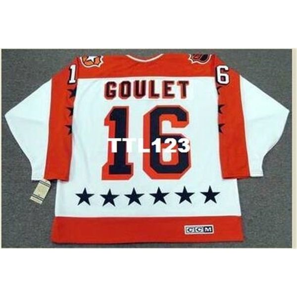 

121 #16 michel goulet 1986 wales "all star" ccm vintage hockey jersey or custom any name or number retro jersey, Black