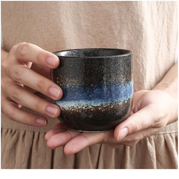 

200ml chinese retro style handmade color glaze high temperature firing ceramic teacup water cup porcelain jllmkp
