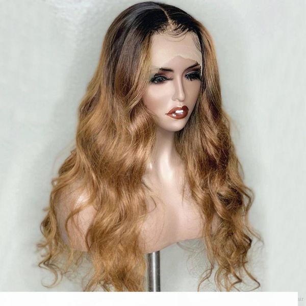 

бразильское remy pre щипковых человеческих волос парики 130% плотность ombre 1b 27 прямые парики шнурка фронтальная парики фронта шнурка rem, Black;brown