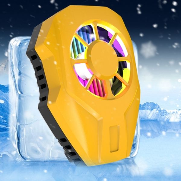 

mobile phone cooler semiconductor radiator cooling stretchable game pad holder bracket fan for smart phone-yellow