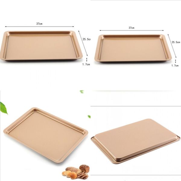 

carbon steel baking sheet pan 14 inch cake cookie pizza tray baking sheet plate rose gold non-stick rectangle baking pan 172 j2