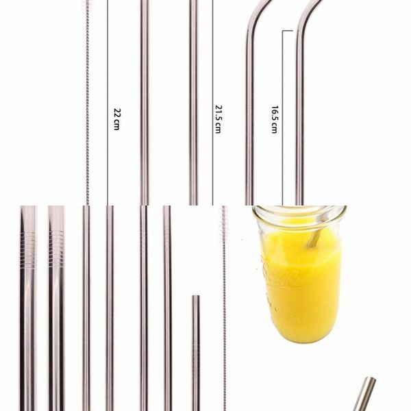 

cocktail drinking 10/8//5/pcsstainless steel straws metal reusable with cleaner brush #271576 1wcx#57cv