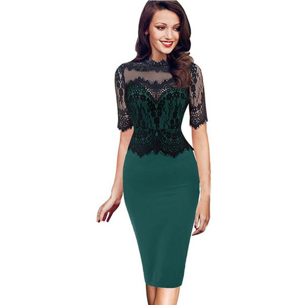 

ostrich 2019 spring summer brand vintage casual elegant slim off shoulder bodycon lace women dress dress pencil dress c3135 y200418, Black;pink
