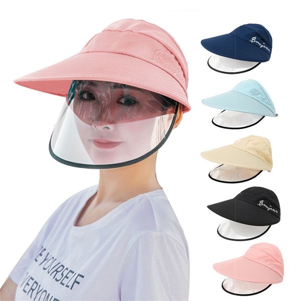Jovivi Summer Sun Hat Hat Polyster Women Clear UV защита от солнца Band Band Summer Beach Caps Face Seale Seale Safe Hats 1x Y200714