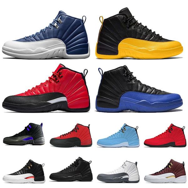 

jumpman 12 mens basketball shoes 12s indigo university gold reverse flu game dark concord satin trainers sneakers