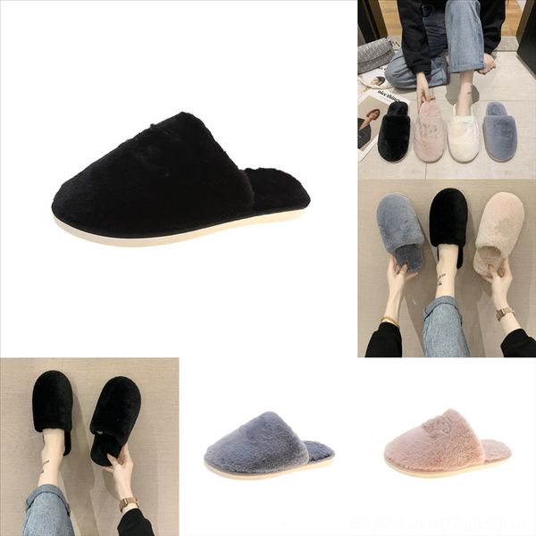 

ibtt8 winter men home slippers couples indoor thick plush shoes women warm plush slipper for kid bottom non-slip soft shoes bedroom floor, Black