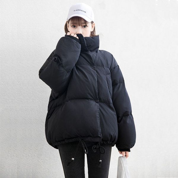 

autumn winter jacket women coat fashion female stand winter jacket women parka warm casual plus size overcoat jacket parkas 201014, Black