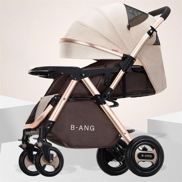 Yüksek Görünüm Bebek Arabası bir uzanmış ışık oturabilir dört tekerlekli Carrige iki yönlü bebek arabası LJ201012 katlanır