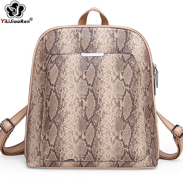 

hbp luxury serpentine prints backpack female leather backpacks for teenage girls large capacity travel backpack bookbag