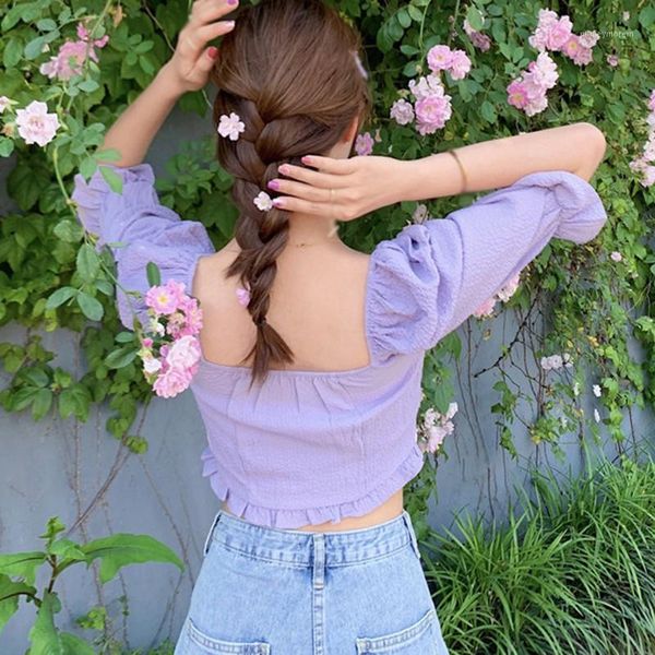 

women's blouses & shirts women's sweet square collar half sleeve chic drawstring ruffles female1, White