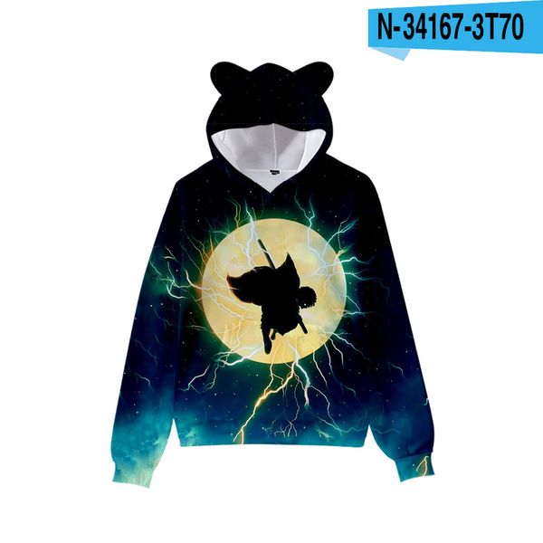 

japanese anime demon slayer pullover fleeces cotton hoodies sweatshirts boys girls kids 3d winter cosplay cat ears men c0127, Black