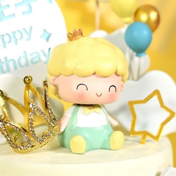 

6jgzo red genuine decoration plug-in shake head boy resin cake cake prince baking net little children's creativity gnpvd