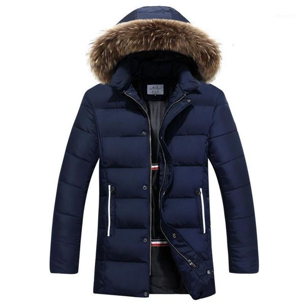 

men's down & parkas 2021 men's cotton-padded winter woolen collar casual warm medium length collar1, Black