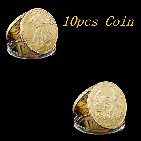 

10pcs the om 2011 in god we trust liberty craft souvenir badge 1oz 24k real gold plated badge usa eagle coin