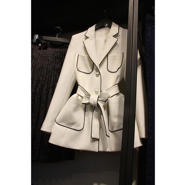 

women's suits & blazers spring 2021 white suit jacket female korean version of the retro british wind slim waist autumn trend, White;black