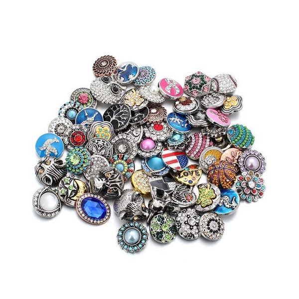 

50pcslot mixed style 18mm metal snap buttons jewelry 50 designs ginger rhinestone snap fit 18mm snap bracele sqcddt beauty888, Bronze;silver