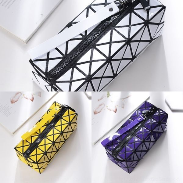 

cgres 2020 new korean-style cosmetic sanzhai portable handbaghandbag large-capacity stitching pattern geometric handbag cosmetic hand-held h