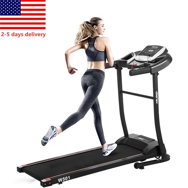 

us stock foldable 12.8 km/h household gym treadmill running machine with led display safe bar folding motorized treadmill