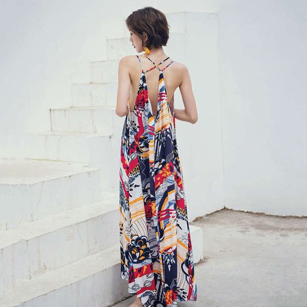 

suspender super thai phuket seaside resort fairy backless beach dress, Black;gray