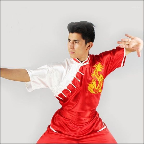 

shaolin kung fu clothing uniform dragon chinese wushu clothes uniform ta4031, Red
