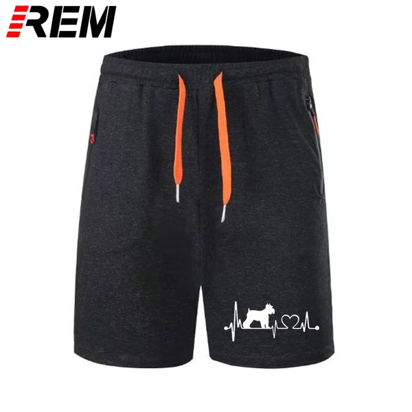 

sport rem short pants men printing animal lover i love my dog schnauzer heartbeat o-neck short panties