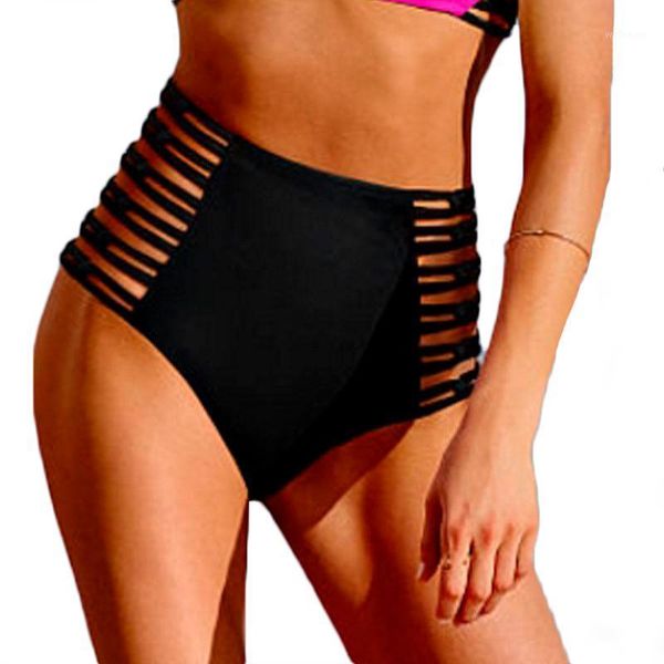 

bikini bottoms women thongs beachwear panties summer hollow out bandage high waist briefs swimsuits swimwear biquinis1, Black;pink