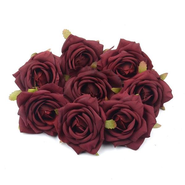 

5pcs7cm european retro artificial silk rose flower head for wedding party home decoration diy wreath scrapbook craft fake flower wmtchg