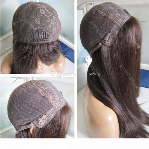 

finest mongolian hair kosher wig silk straight brown color virgin human hair silk base jewish wig for white women ing, Black;brown