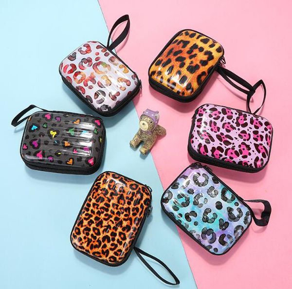 

dhl50pcs women iron leopard printing square short zipper coin purse mix color, Red;black