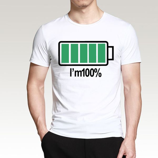 

sport creative male t-shirts battery i am 100% funny clothing 2020 new summer men short sleeve o-neck tees 100% cotton t shirt