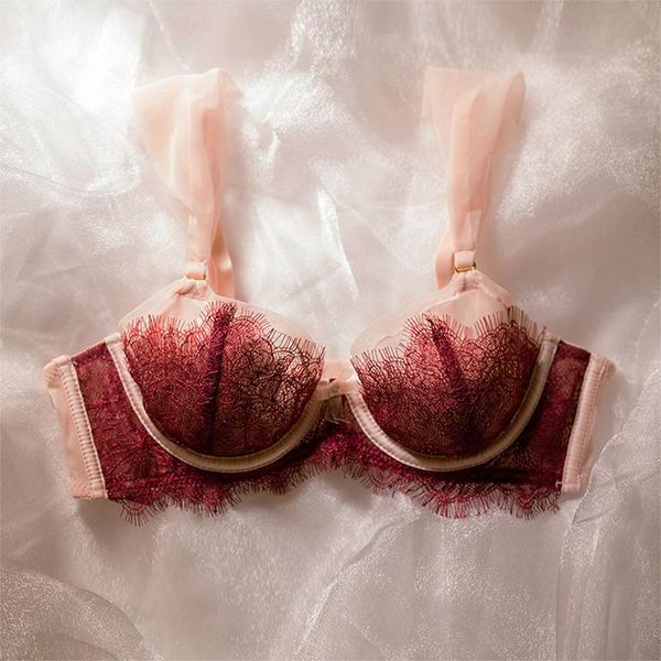 

romantic lingerie lace light super thin large underwear bra suit girls and panty set kg-9, Red;black