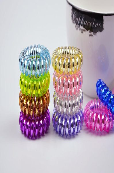 

size 35mm mix color scruchies headdress hair band telephone line wire elastic rope hairband wmtdvv bdesybag, Silver