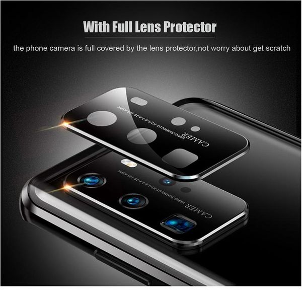 

magnetic metal adsorption double sided glass case for huawei mate 30 20 p40 p30 pro nova 7 6 se 5g camera pr jlljsq