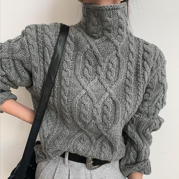 

sweter women chic casual turtleneck sweaters warm pullover winter twisted sweater jumpers long sleeve loose knitting femme1, White;black