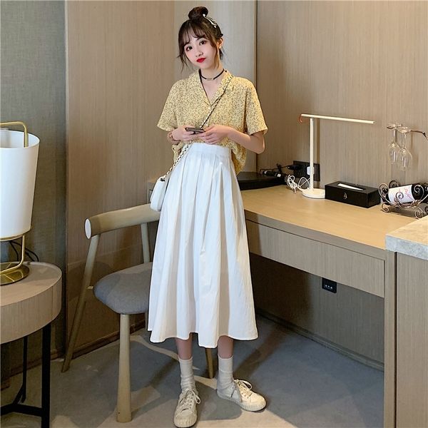 

qbovx 2020 summer collar internet celebrity floral suit shirt western style loose short chic sleeve shirt women's fashion suit h115 mup, Gray