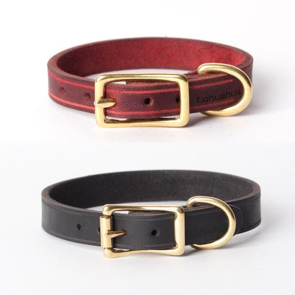 

handmade oiled leather dog collar natural plant dyeing collar for dog puppies cats retro environmental supplies pet products q wmtroy
